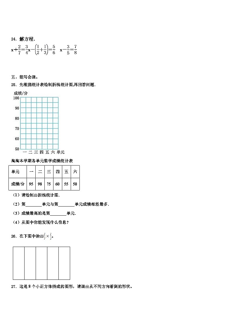 东营市利津县2022-2023学年数学五年级第二学期期末综合测试模拟试题含解析第3页