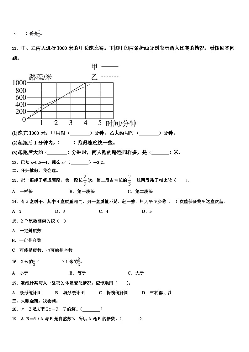 滄州市青縣2022-2023學(xué)年數(shù)學(xué)五年級第二學(xué)期期末學(xué)業(yè)質(zhì)量監(jiān)測試題含解析第2頁