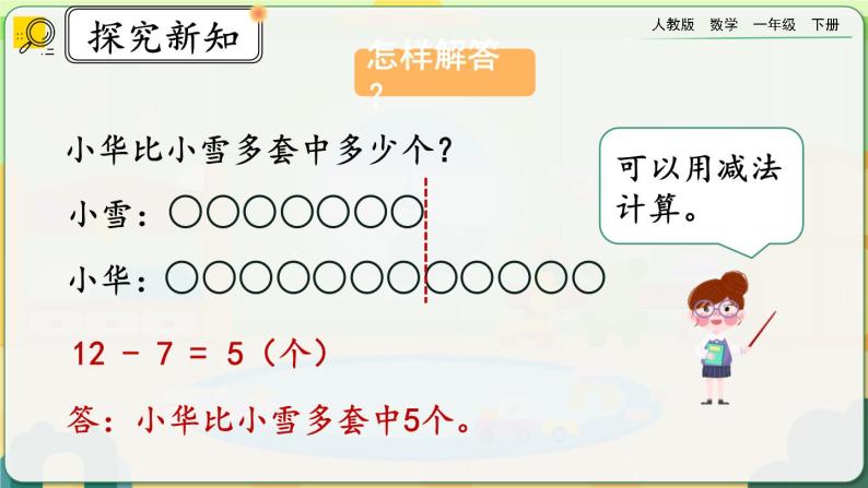 【2023教材插图】人教版数学一年级下册 2.9《解决问题（2）》课件（送教案+练习）06