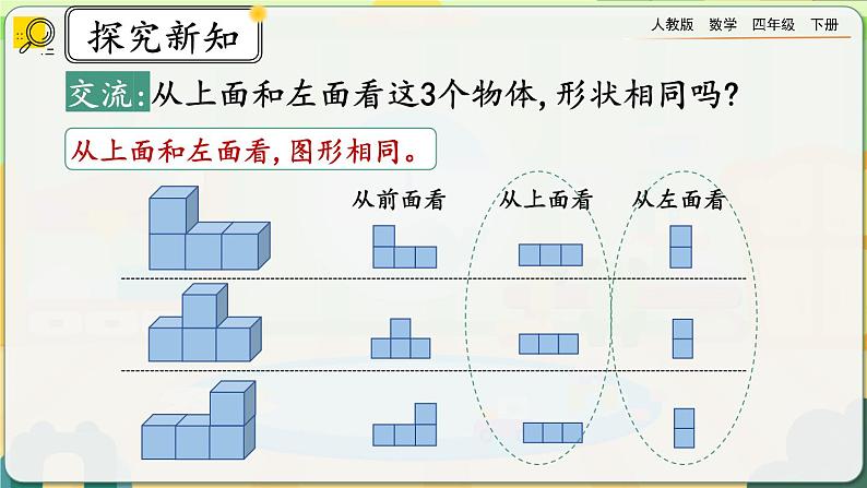 【2023最新插图】人教版数学四年级下册 2.2《从同一位置观察不同物体的形状》课件(送教案+练习)08