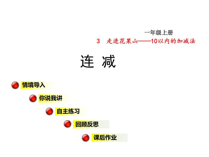 青岛版小学数学一年级上学期第3单元连减课件01