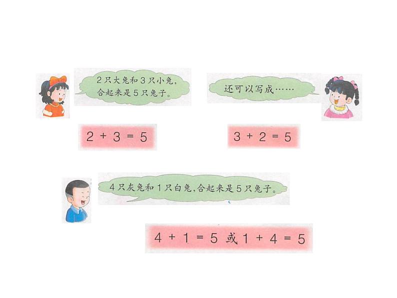 冀教版小学数学一年级上学期第5单元第1课时5以内的加法课件第7页