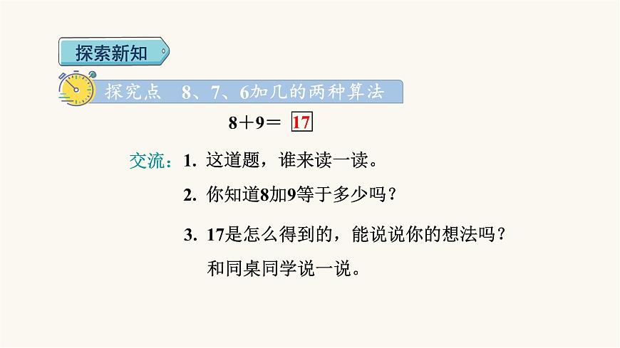 人教版小學數(shù)學一年級上冊第8單元第3課時8、7、6加幾的兩種算法課件第3頁