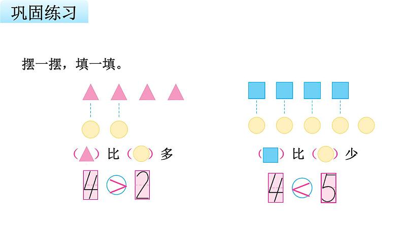 苏教版小学数学一年级上册第5单元第4课时认识“=”、“>”和“<”教学课件06