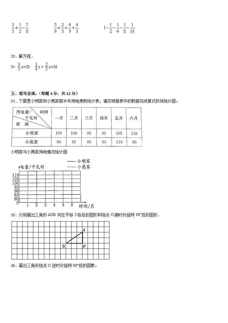 2022-2023学年山东省德州乐陵市孔镇小学五年级数学第二学期期末学业质量监测模拟试题含答案03