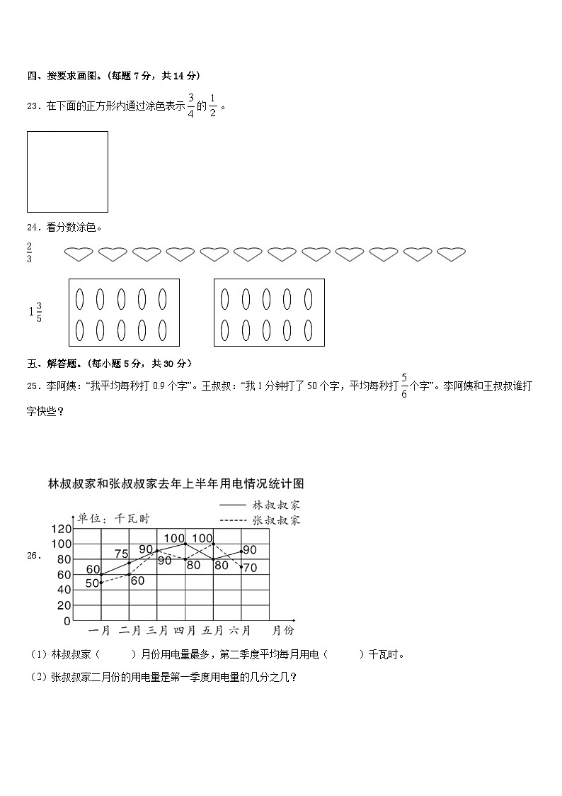 2022-2023学年山西省沂州市五寨县实验小学五下数学期末考试试题含答案第3页