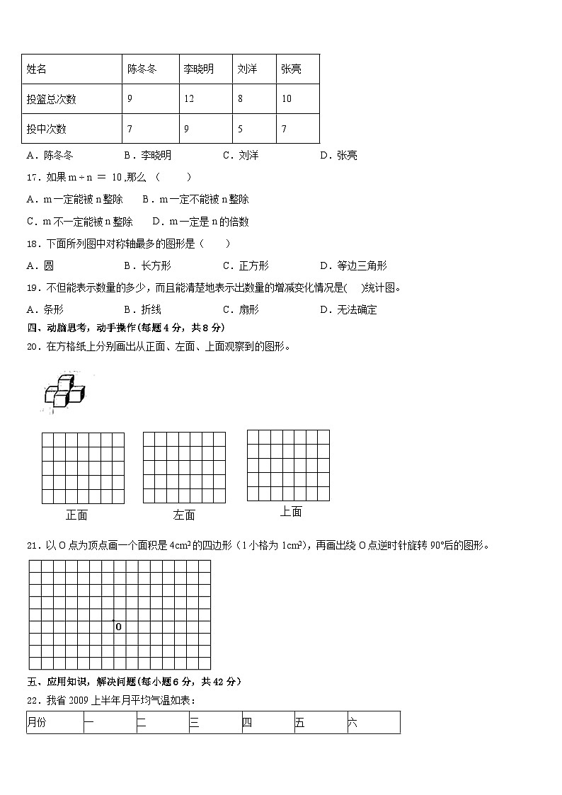 2022-2023学年广东省阳江市数学五年级第二学期期末学业质量监测试题含答案03