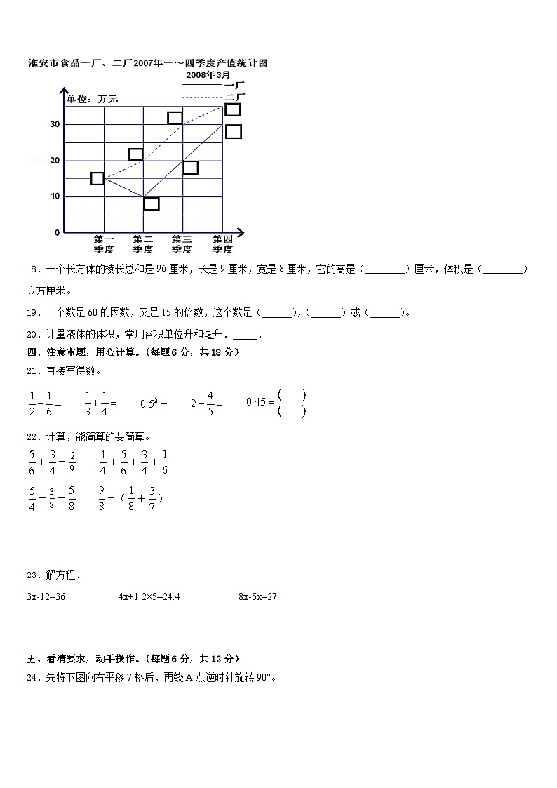 2022-2023学年济南市济阳县五年级数学第二学期期末教学质量检测模拟试题含答案第3页