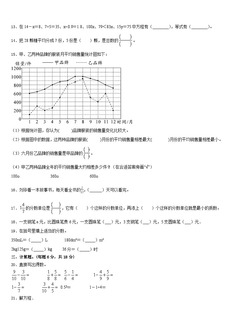 2022-2023学年湖南省郴州市临武县数学五年级第二学期期末统考试题含答案第2页