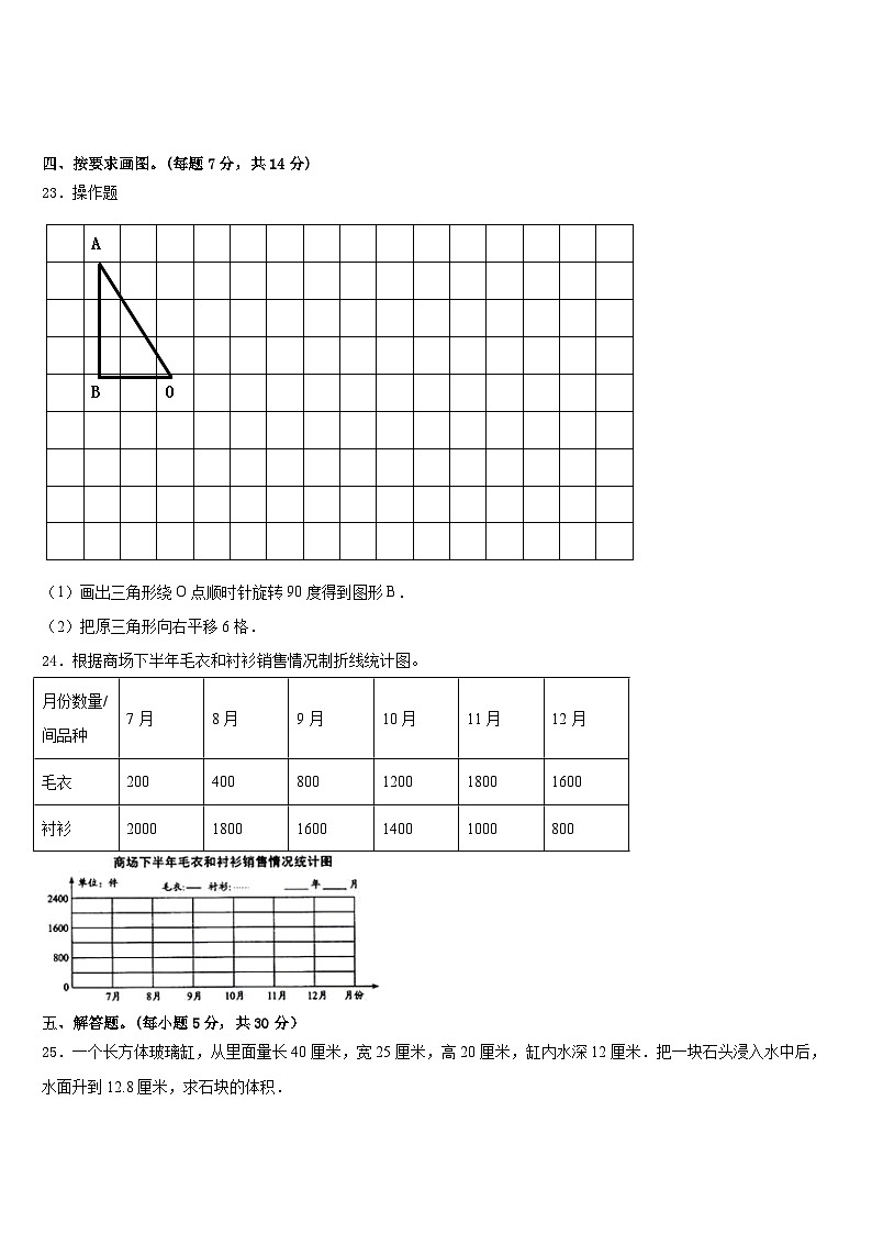 2022-2023学年绥德县五年级数学第二学期期末考试模拟试题含答案第3页