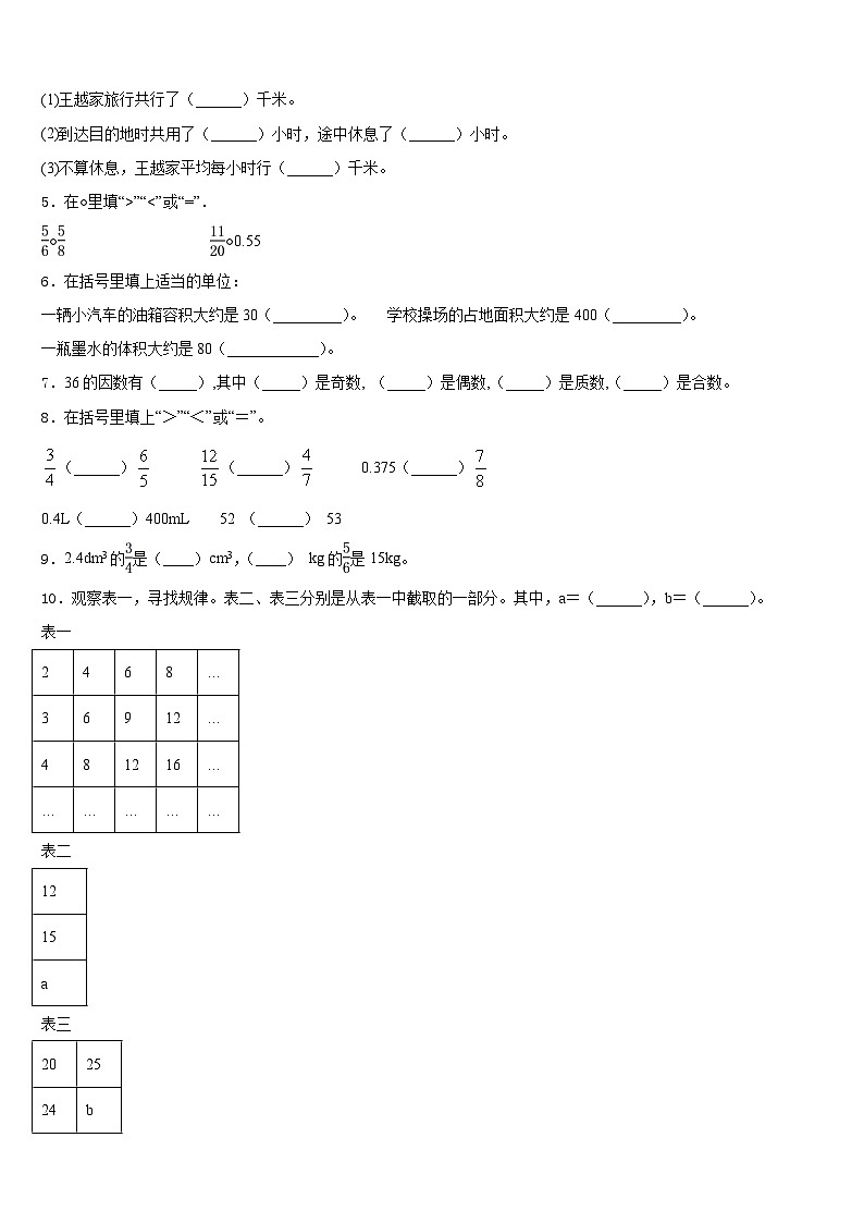 2022-2023学年黑龙江省大庆市肇州县托古乡中心校五年级数学第二学期期末质量跟踪监视模拟试题含答案第2页