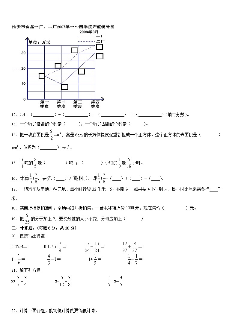 内蒙古兴安盟2022-2023学年数学五年级第二学期期末学业水平测试试题含答案第3页