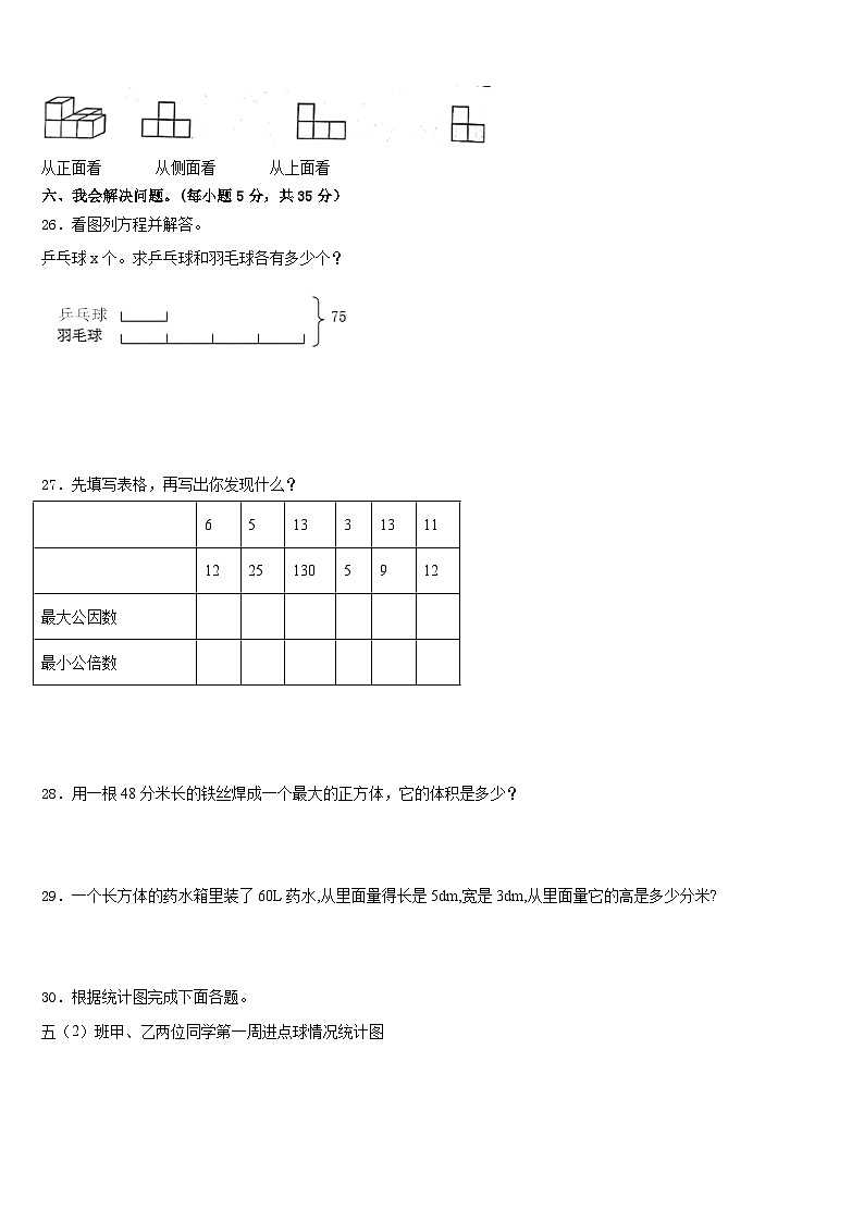 武汉市黄陂区2022-2023学年数学五下期末综合测试试题含答案第3页