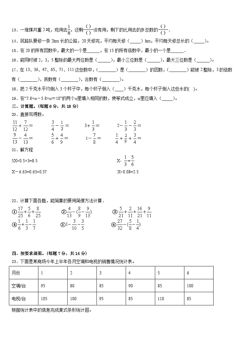 湖南省岳阳市岳阳县2022-2023学年五下数学期末教学质量检测试题含答案第2页
