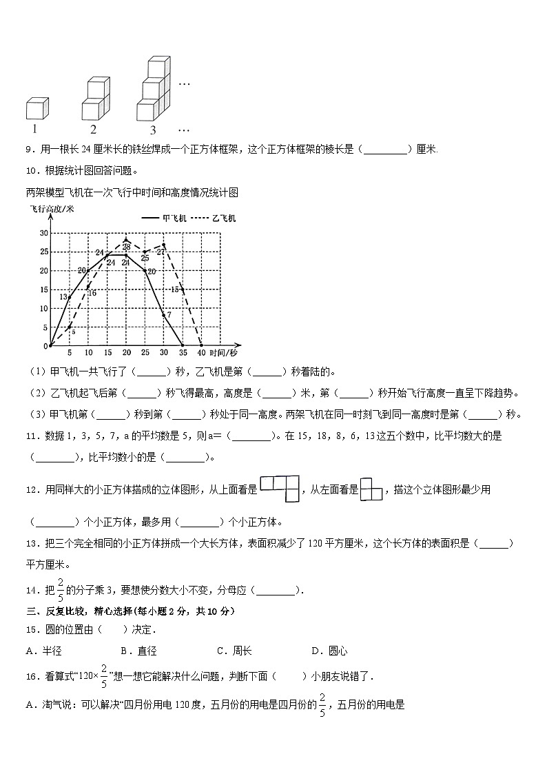 绥化市肇东市2022-2023学年数学五年级第二学期期末学业水平测试模拟试题含答案第2页