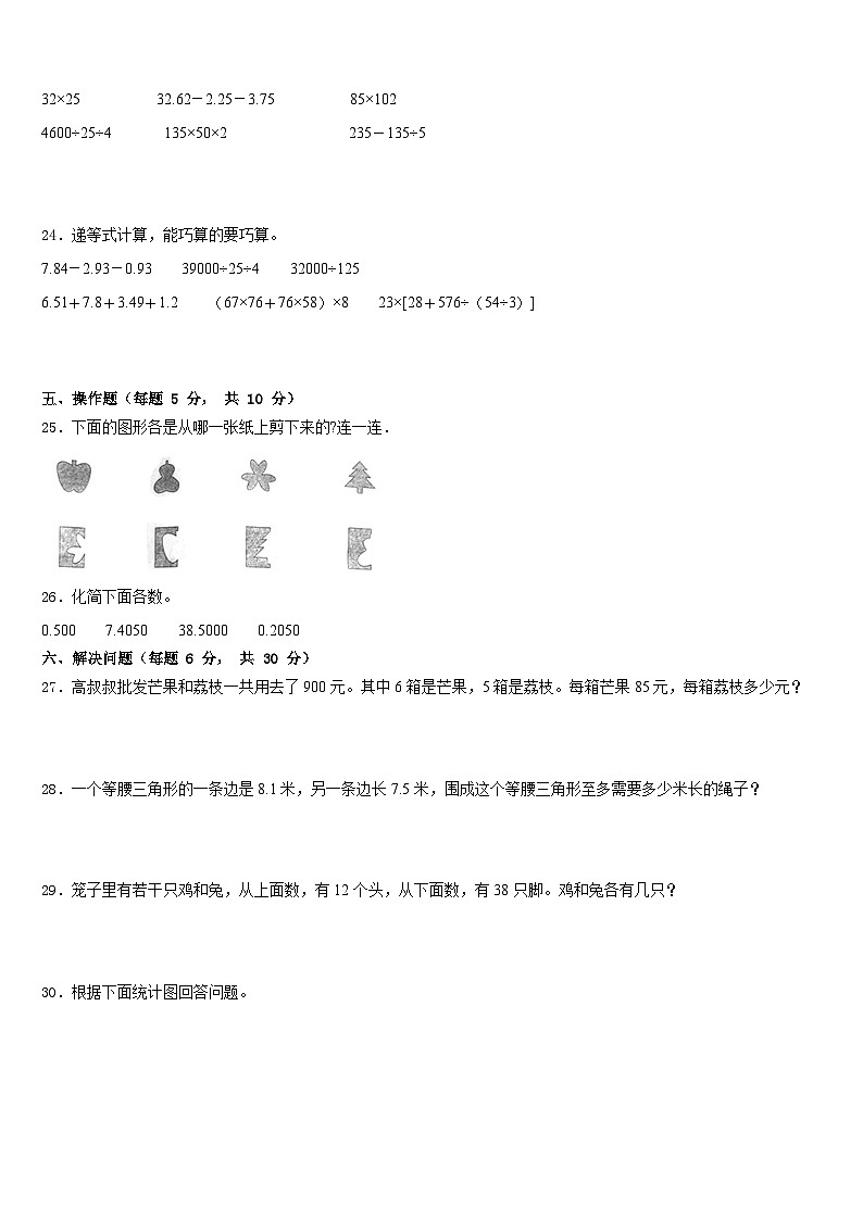 2022-2023学年吕梁地区临县四年级数学第二学期期末经典模拟试题含答案03
