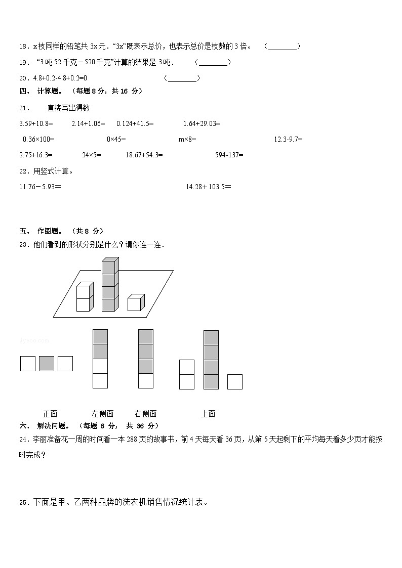 2022-2023学年株洲市炎陵县数学四年级第二学期期末考试试题含答案第2页