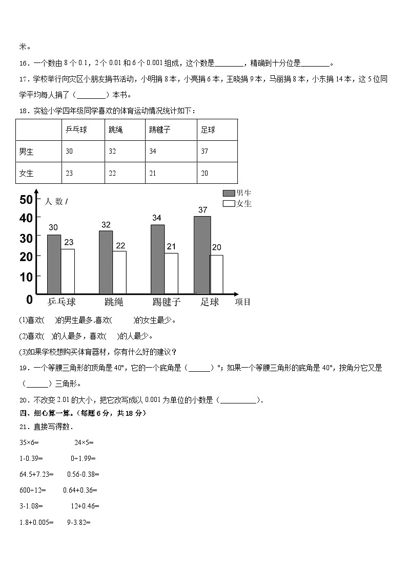 2022-2023学年西藏日喀则地区聂拉木县四下数学期末经典试题含答案第2页
