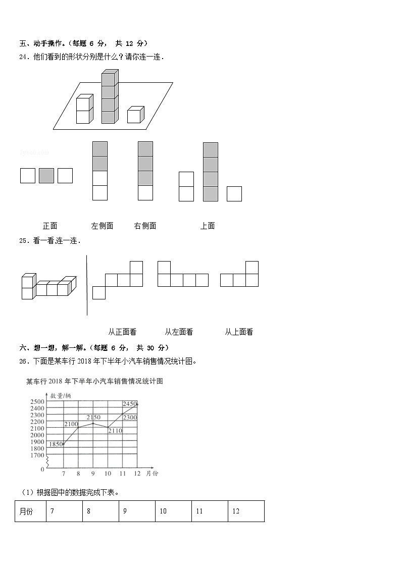 威海市2022-2023学年四年级数学第二学期期末统考模拟试题含答案03