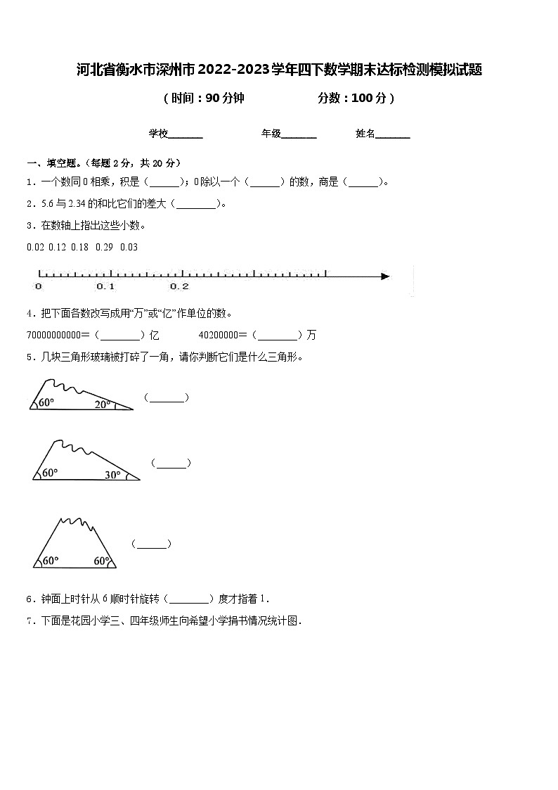河北省衡水市深州市2022-2023学年四下数学期末达标检测模拟试题含答案第1页