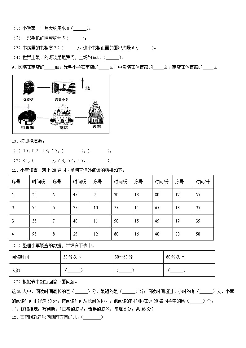 2022-2023学年喀喇沁旗数学三年级第二学期期末达标检测模拟试题含答案02