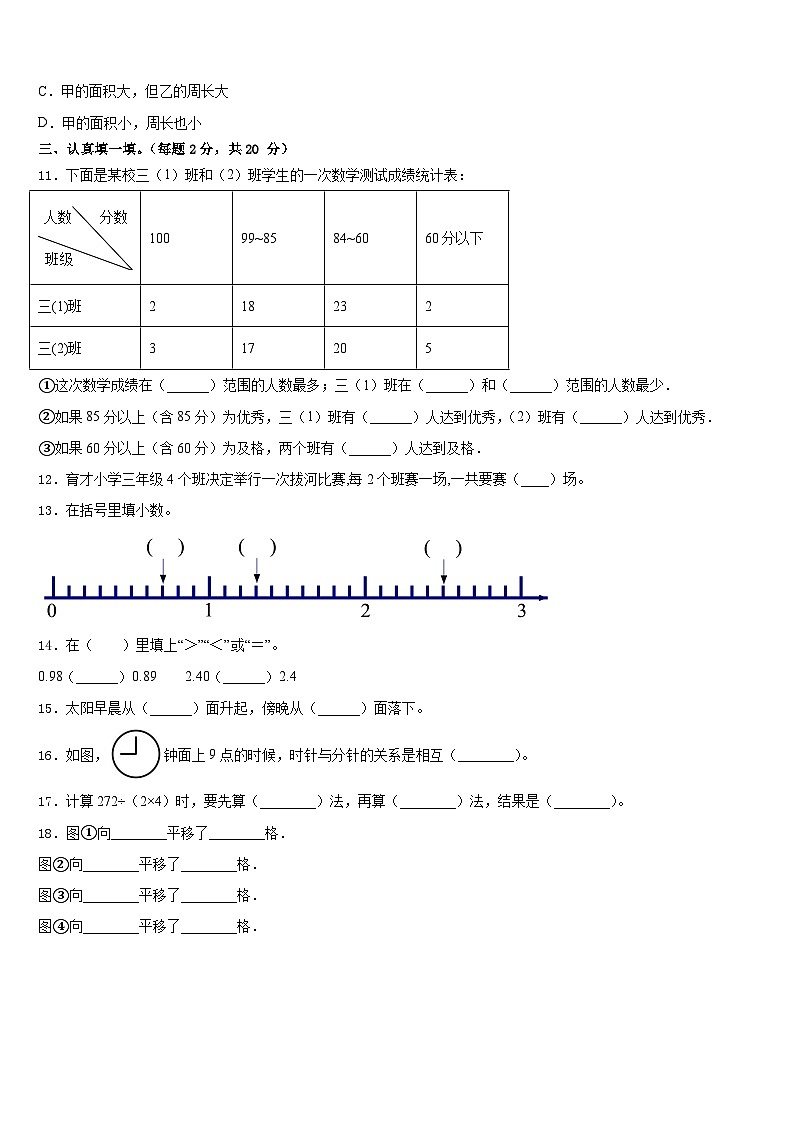 2022-2023学年日喀则地区康马县数学三年级第二学期期末调研试题含答案02