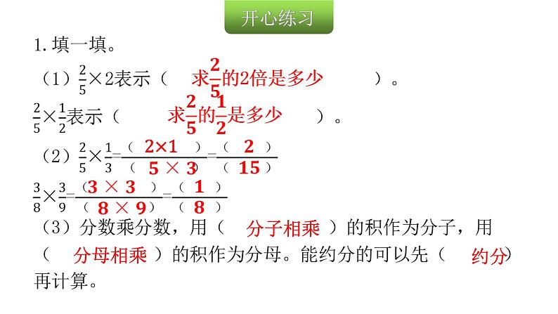 人教版小学六年级数学上册第一单元分数乘法第3课时分数乘分数(1)教学课件第3页