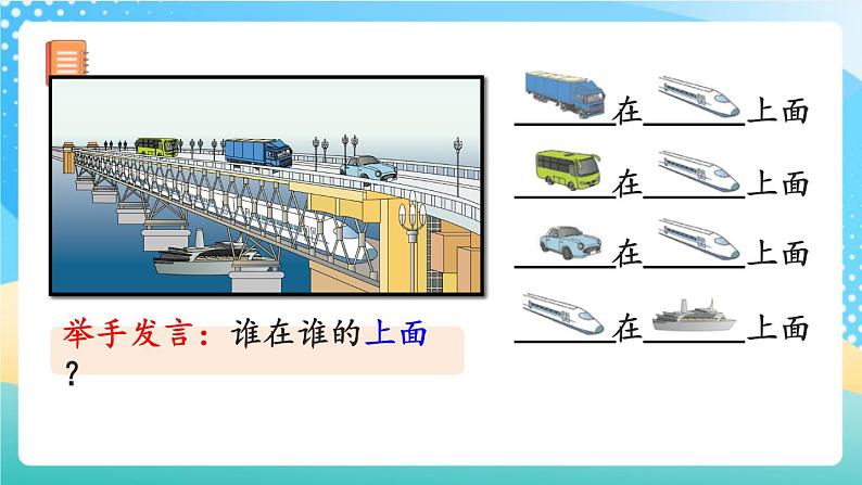 人教版数学一年级上册2.1 《认识“上、下、前、后》” 课件第5页