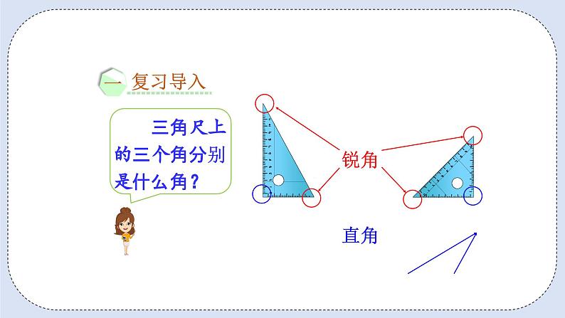 人教版数学二年级上册 3.4 用一副三角尺拼出一个钝角 课件第2页