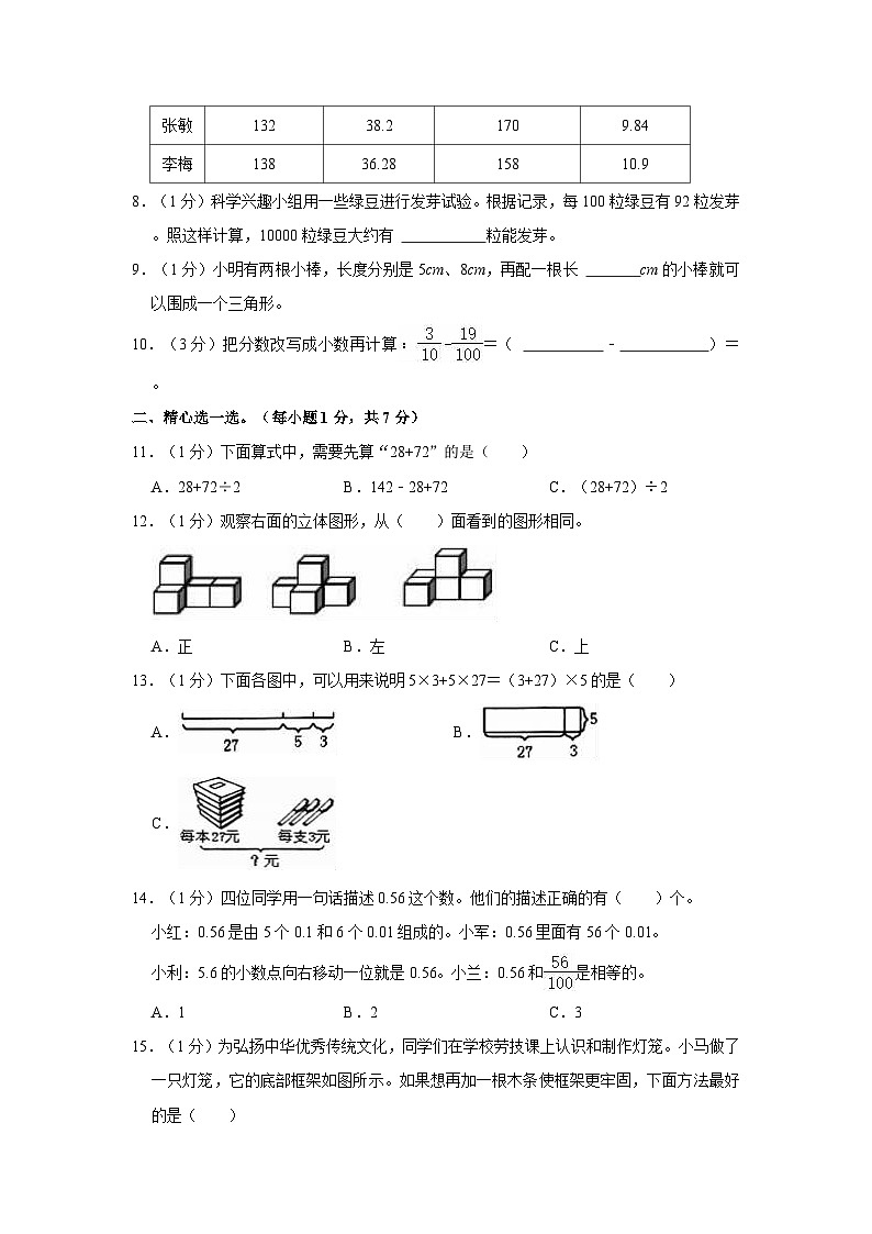 2022-2023学年河南省郑州市巩义市四年级(下)期末数学试卷第2页