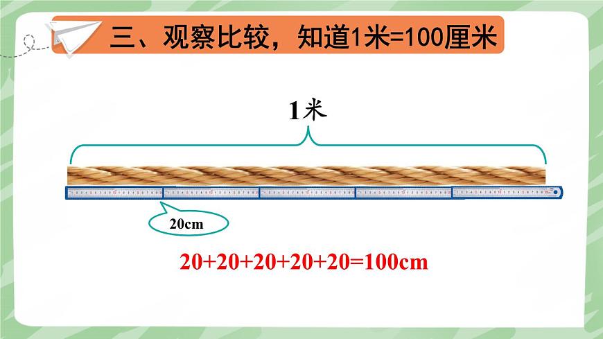 人教版小學(xué)數(shù)學(xué)2上 1《長度單位》第2課時 認識米和用米量 課件第7頁
