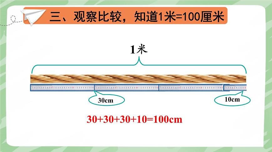 人教版小學(xué)數(shù)學(xué)2上 1《長度單位》第2課時 認識米和用米量 課件第8頁