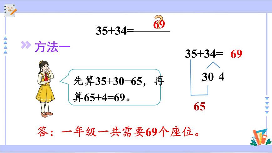 人教版小學數(shù)學3上 2《萬以內(nèi)的加法和減法（一）》第1課時 兩位數(shù)加兩位數(shù)口算 課件第5頁