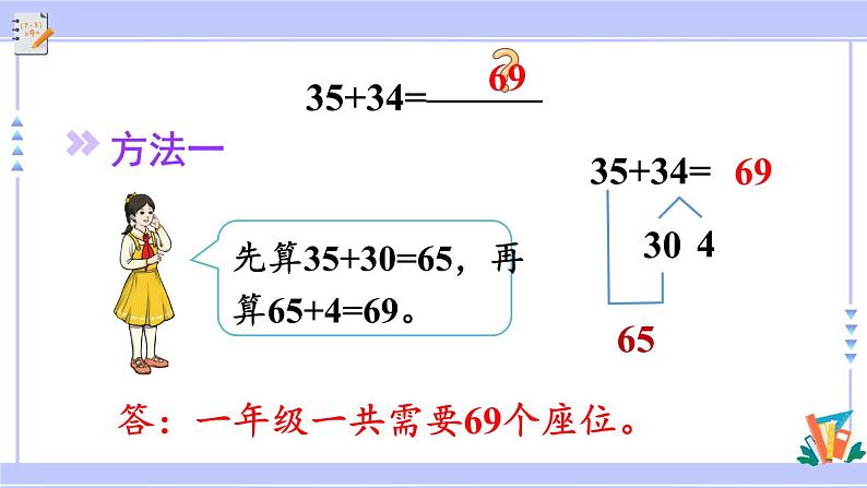 人教版小学数学3上 2《万以内的加法和减法(一)》第1课时 两位数加两位数口算 课件05