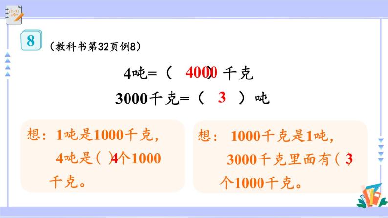 人教版小学数学3上 3《测量》第5课时 吨的认识与简单换算 课件07