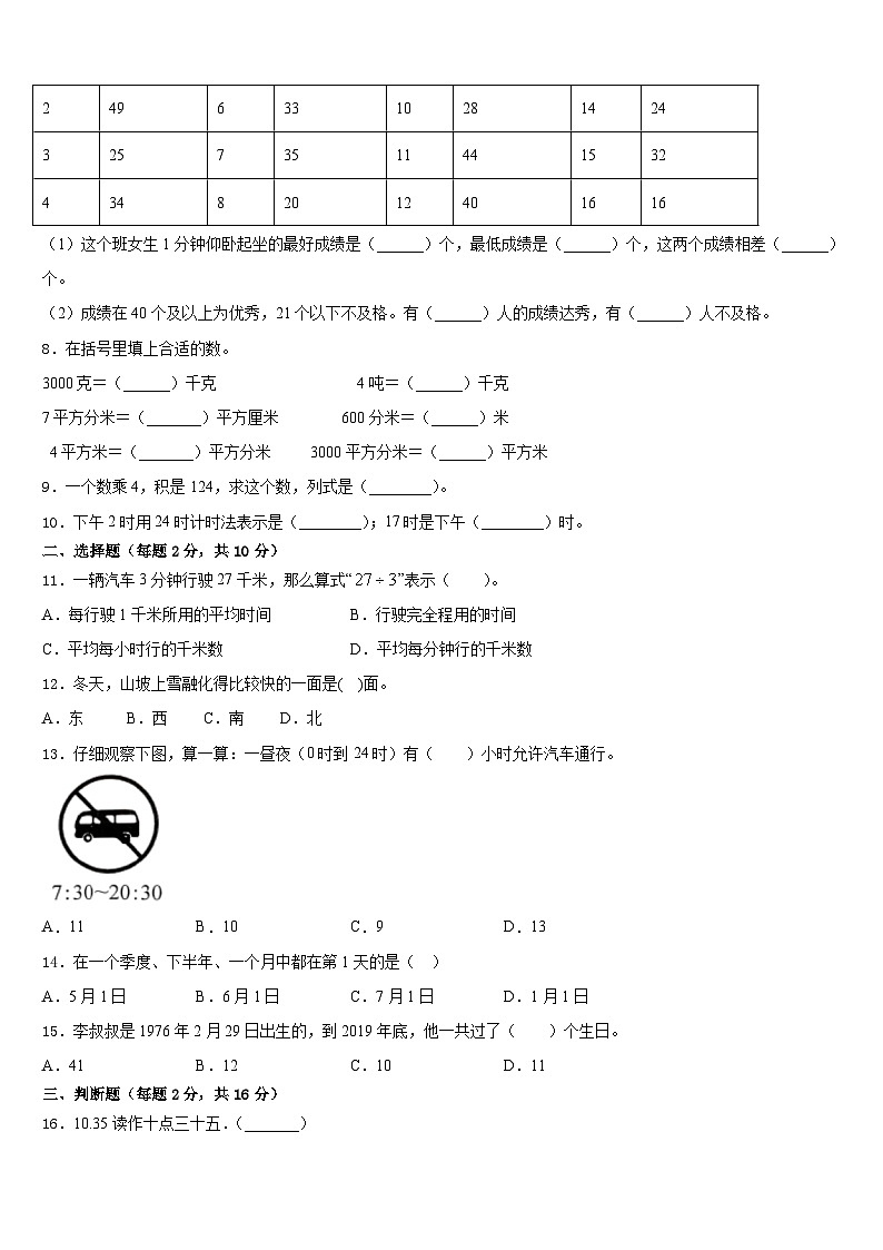 2022-2023学年黔东南南苗族侗族自治州三下数学期末质量跟踪监视试题含答案第2页