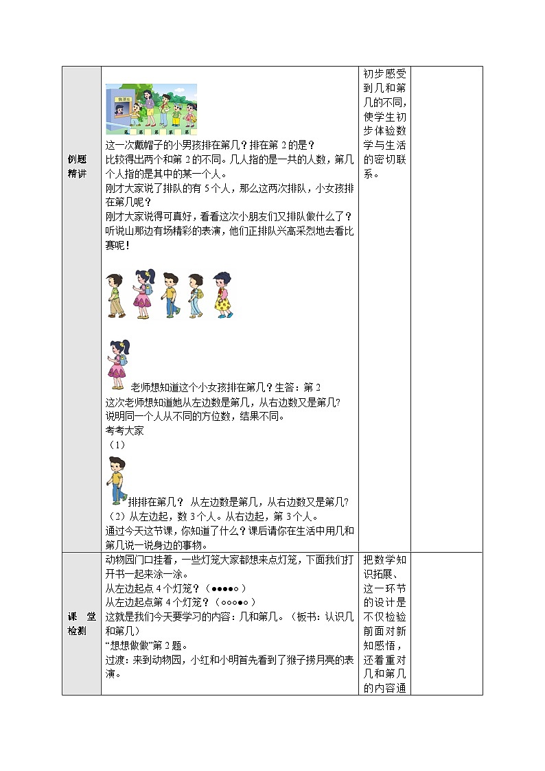 【同步教案】苏教版数学一年级上册--5.3 认识几和第几 教案第2页