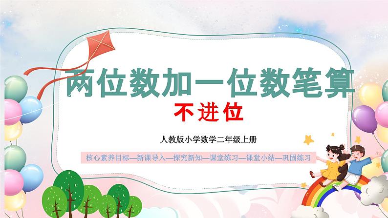 【核心素养】人教版小学数学二年级上册 2.1《两位数加一位数不进位笔算》 课件+教案+同步分层作业(含教学反思和答案)01