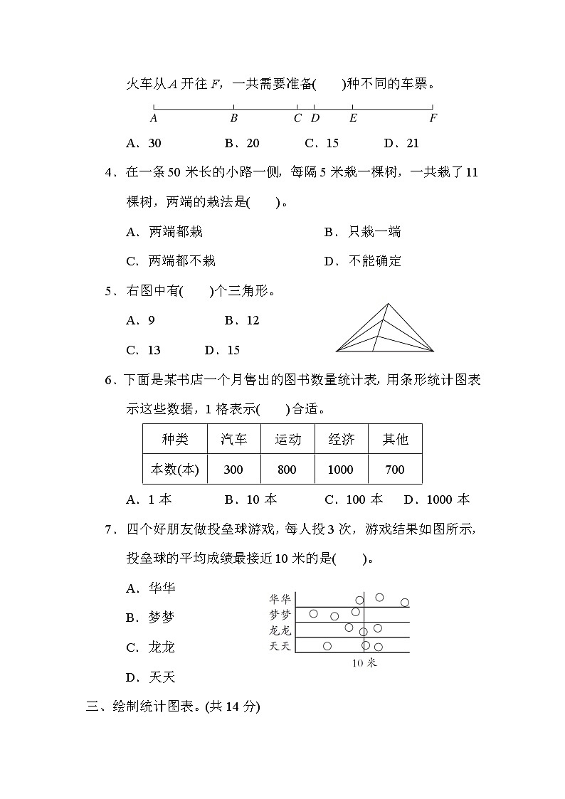 【阶段测试】冀教版数学四年级上册--第八、九单元 综合素质达标(含答案)03