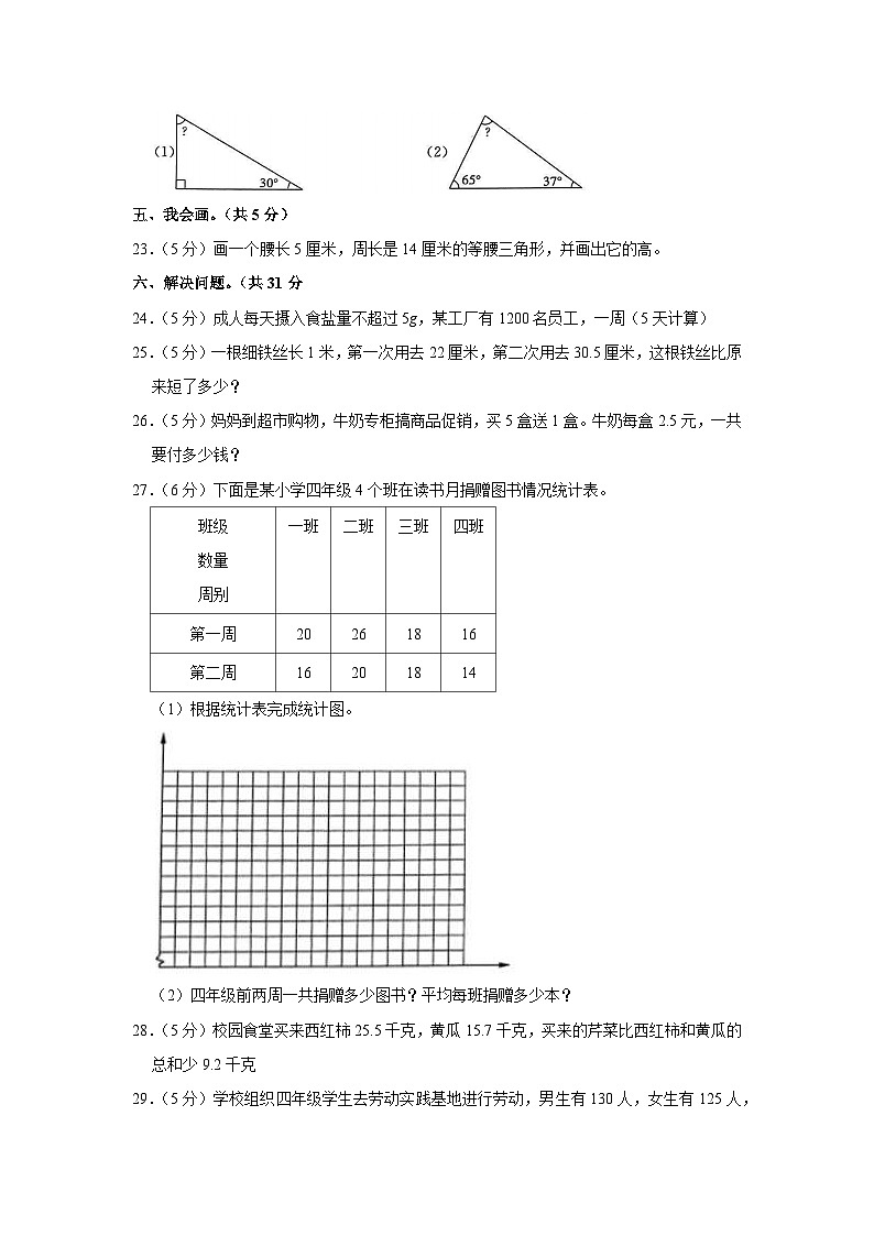 黑龙江省佳木斯市同江市东部六校合作体2022-2023学年四年级下学期期末数学试卷第3页