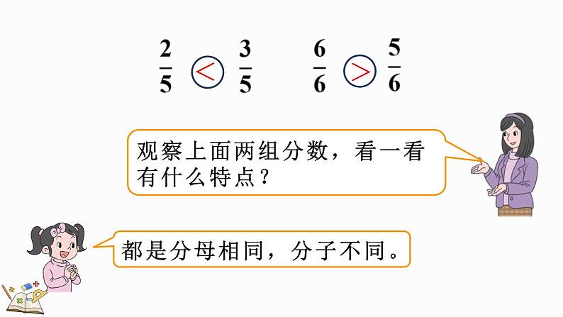 人教版数学三年级上册8.1.4 同分母分数的大小比较(课件)第8页
