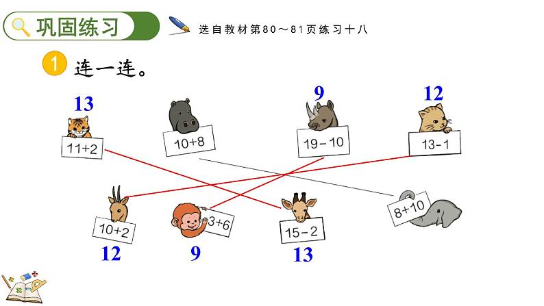 人教版数学一年级上册6.6 练习十八(教学课件)第8页