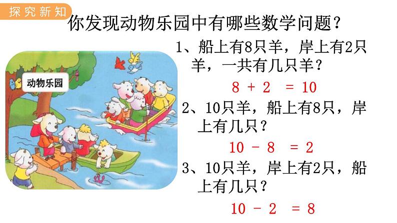 冀教版一年级数学上册课件 5.8 动物乐园第3页
