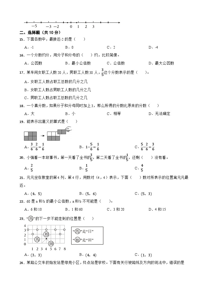 山东省潍坊市奎文区3校2022-2023学年五年级下学期数学阶段素养展示试卷第2页