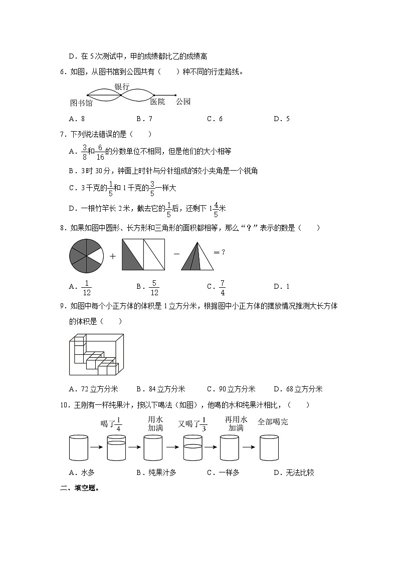 2022-2023学年山东省潍坊市高密市五年级下学期期末数学试卷(含解析)第2页