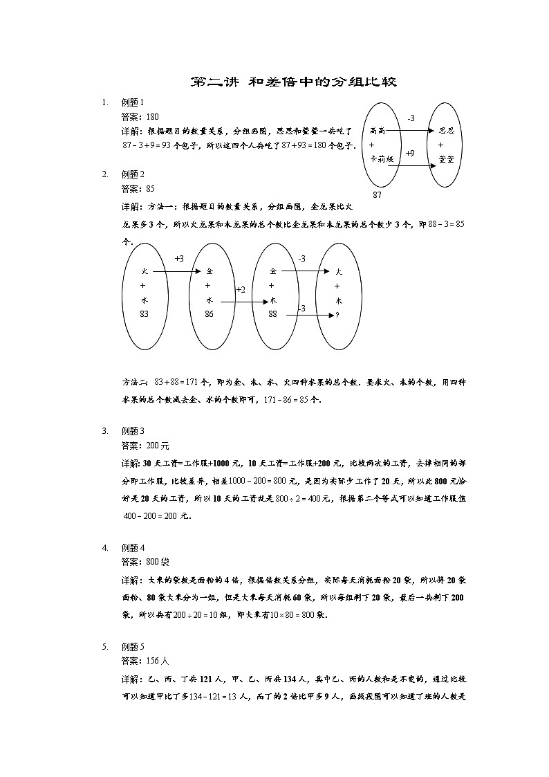 人教版四年级数学上册【详解】四年级上第02讲_和差倍中的分组比较第1页