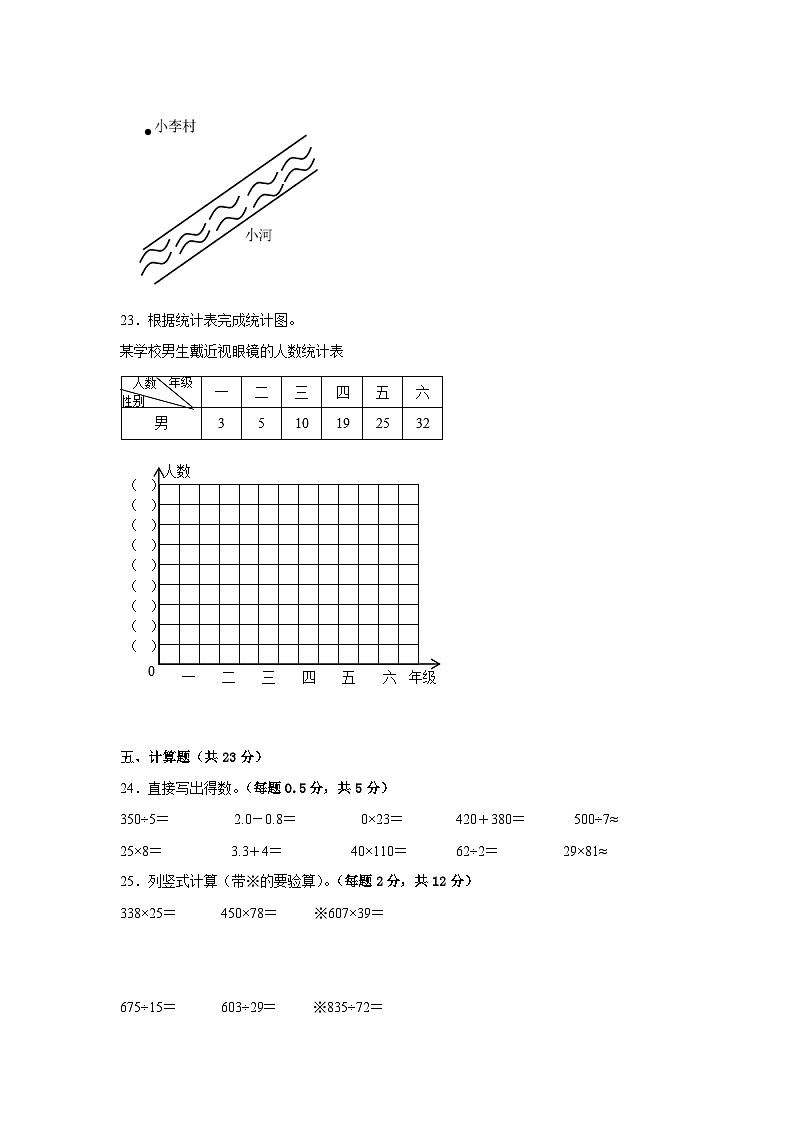 人教版四年级数学上册期末必考题检测卷(三)(试题)-小学数学四年级上册人教版第3页