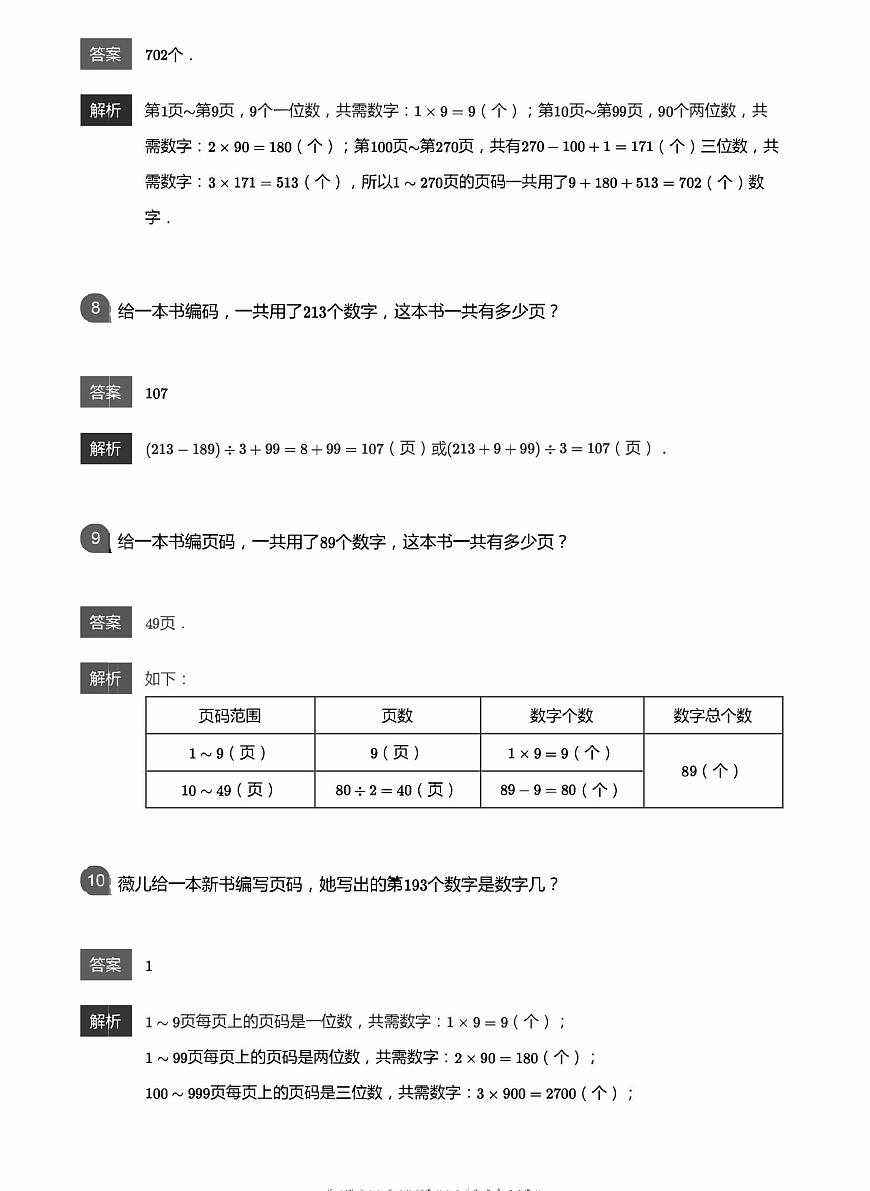 小學數(shù)學應用800題 頁碼問題 教師版答案-12第3頁