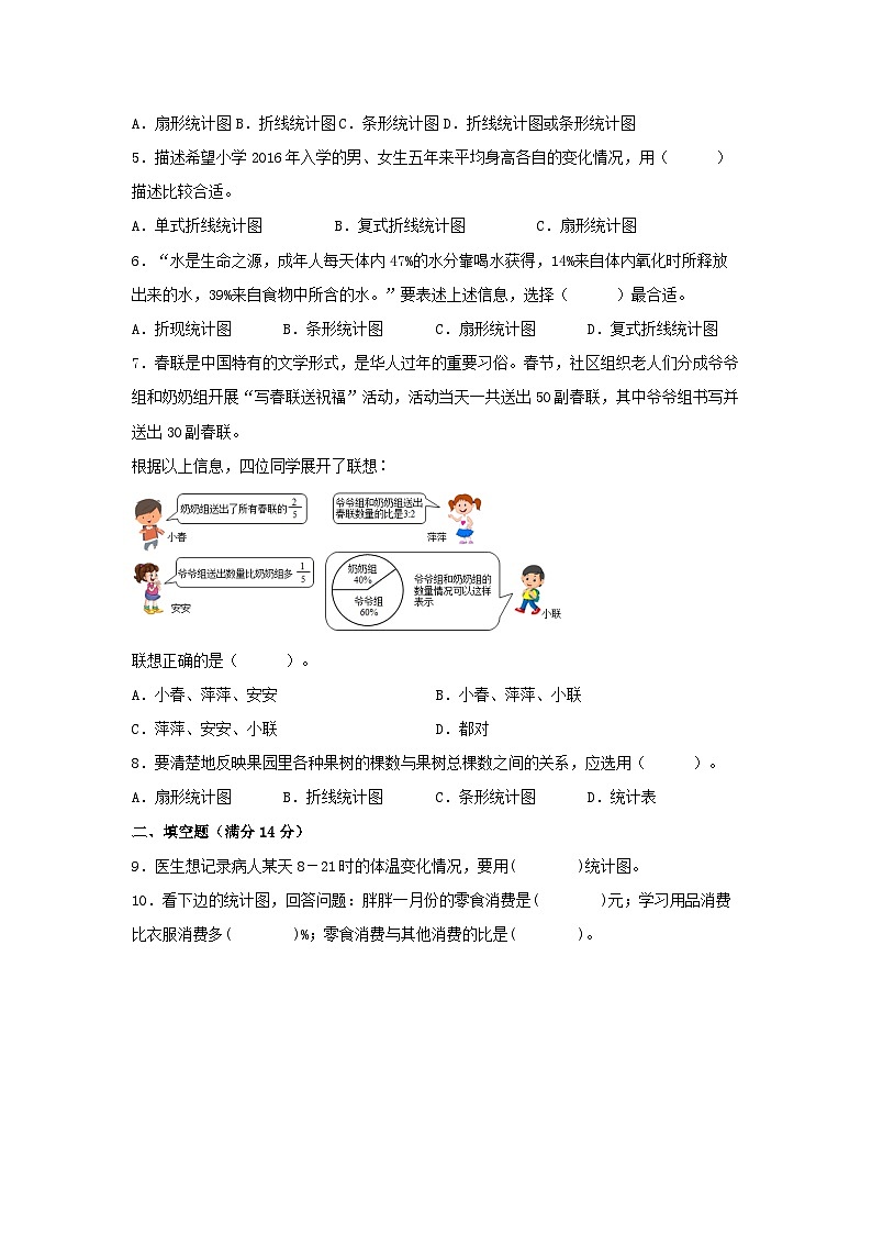 人教版六年级数学上册【单元AB卷】六年级上册数学分层训练B卷-第七单元 扇形统计图(单元测试) (人教版,含答案)第2页