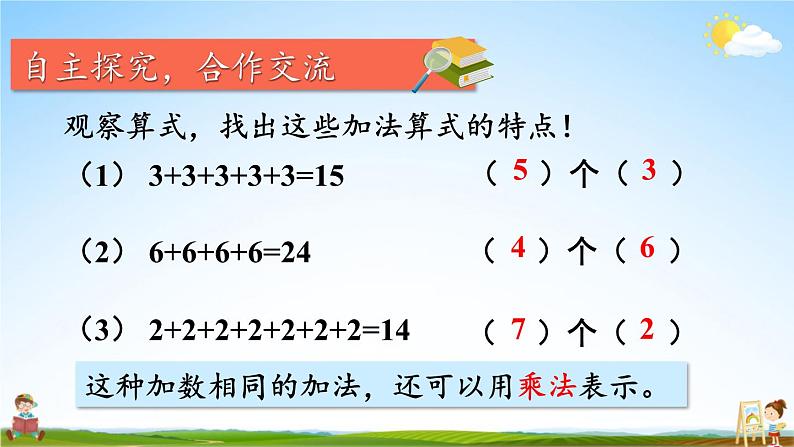 人教版二年级数学上册《4-1 第1课时 乘法的初步认识 (1)》课堂教学课件PPT公开课第7页